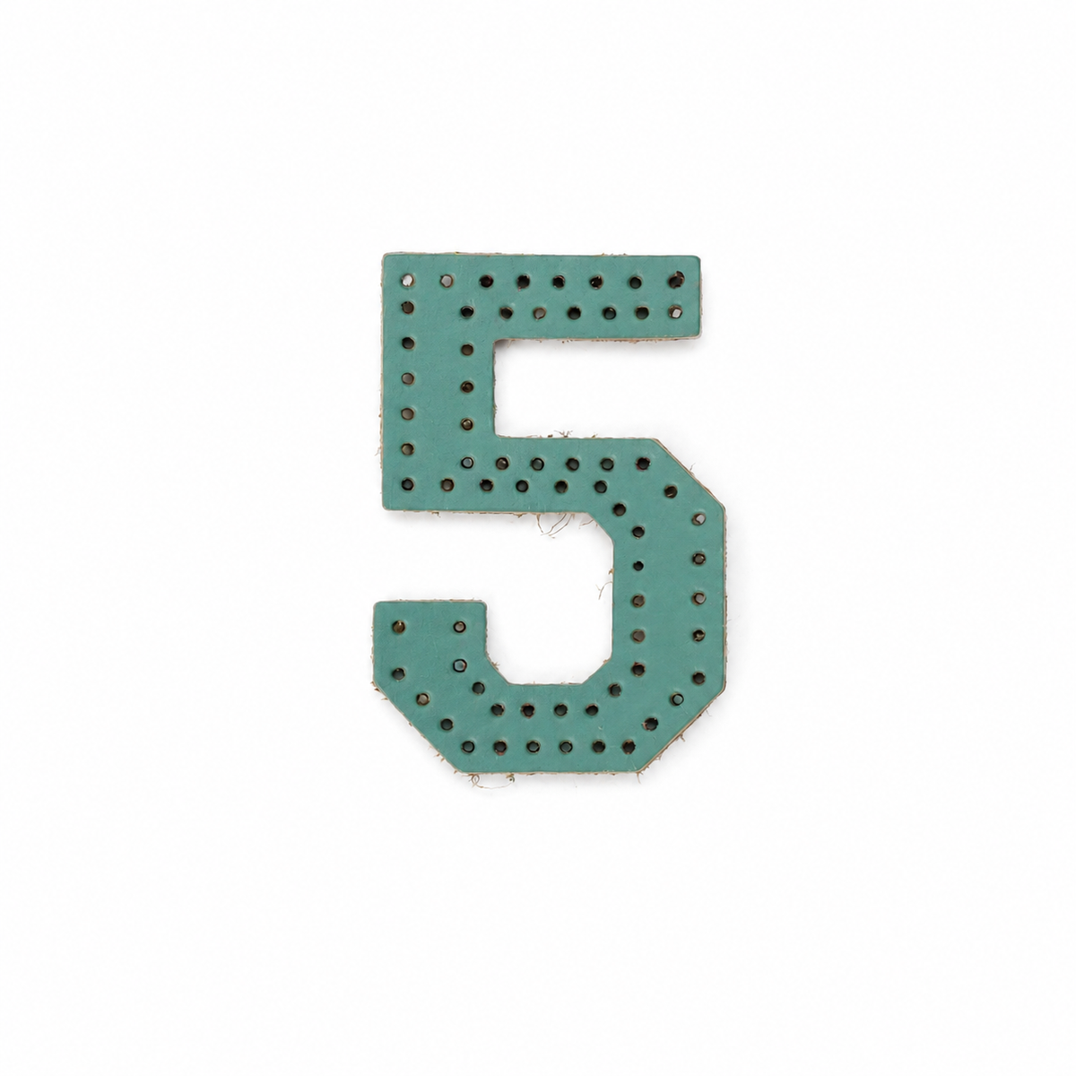 Pre-punched vegetable-tanned leather number 5 DIY craft kit for key fob