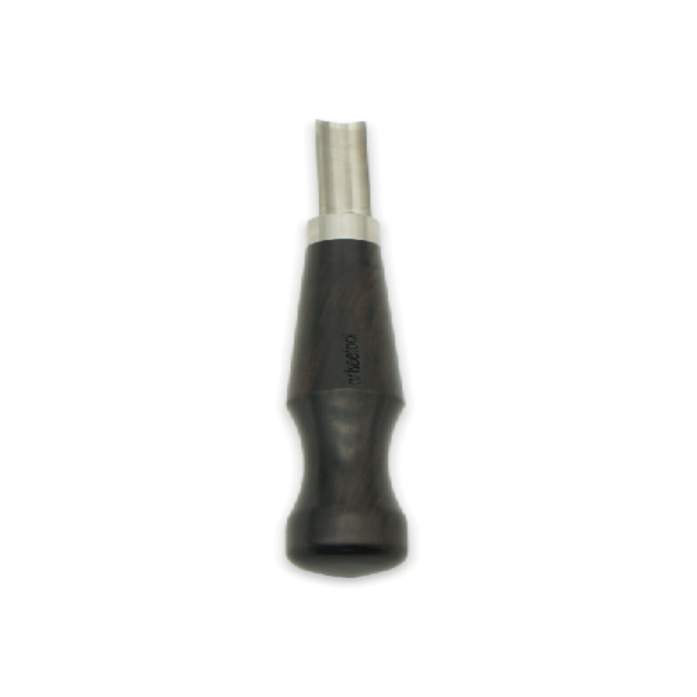 Round leather edger tool with dark wooden handle for precision edge beveling and leathercrafting