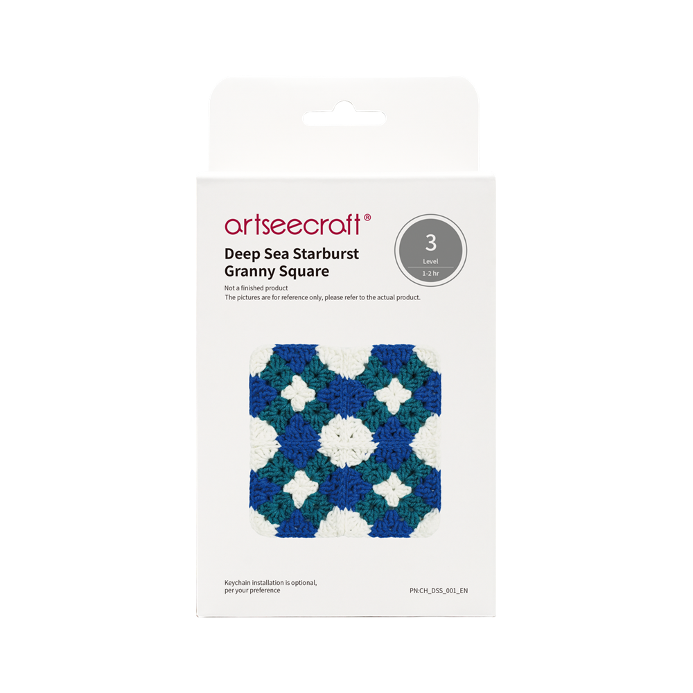 Deep Sea Stardust Granny Square Crochet DIY Kit | Handcrafted Crochet Craft Set