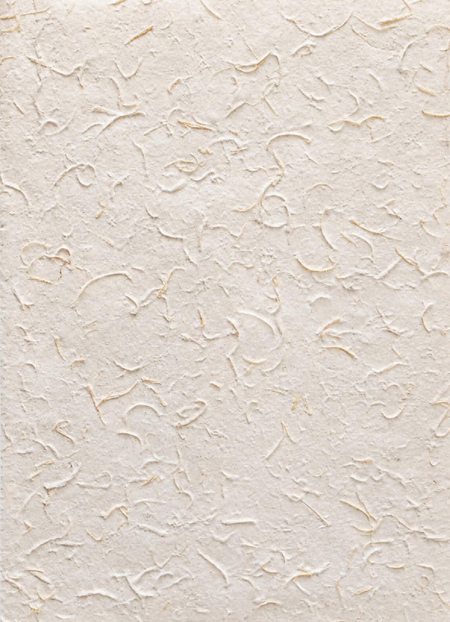 Warm white handmade art paper with visible plant fibers and a naturally textured surface