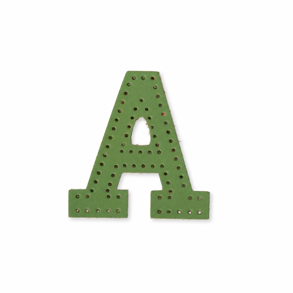 Pre-punched vegetable-tanned leather letter A DIY craft kit for monogram bag charm