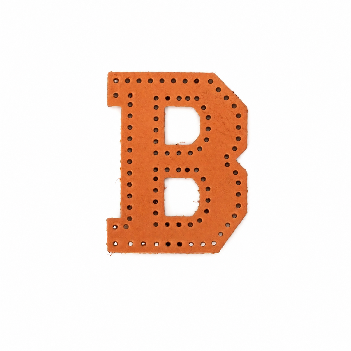 Pre-punched vegetable-tanned leather letter B DIY craft kit for monogram bag charm