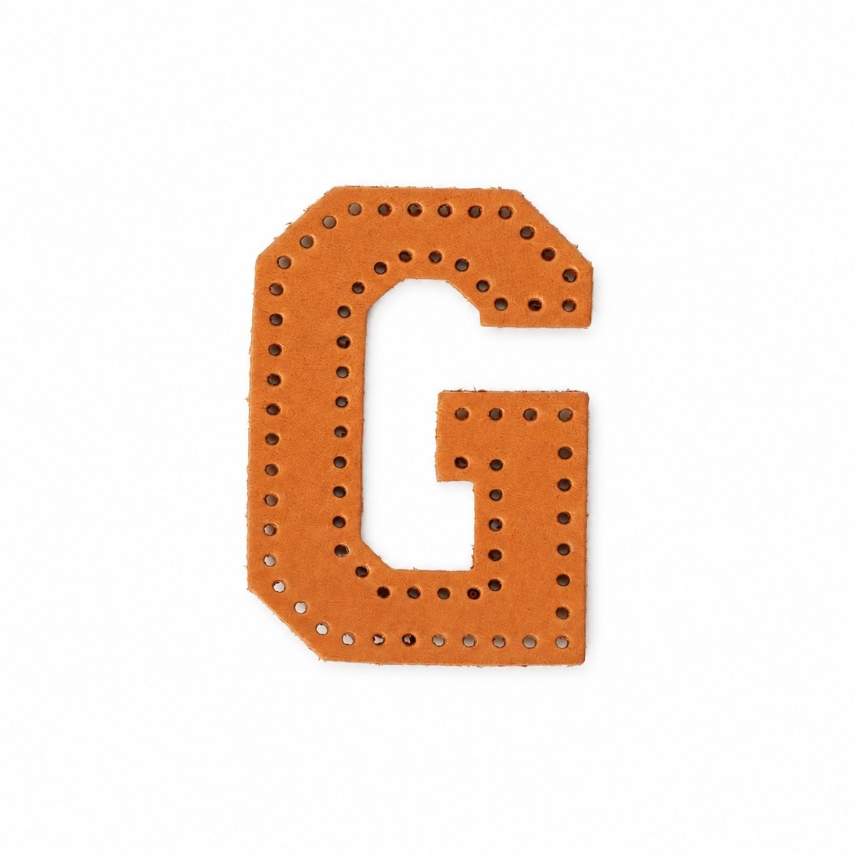 Pre-punched vegetable-tanned leather letter G DIY craft kit for monogram bag charm
