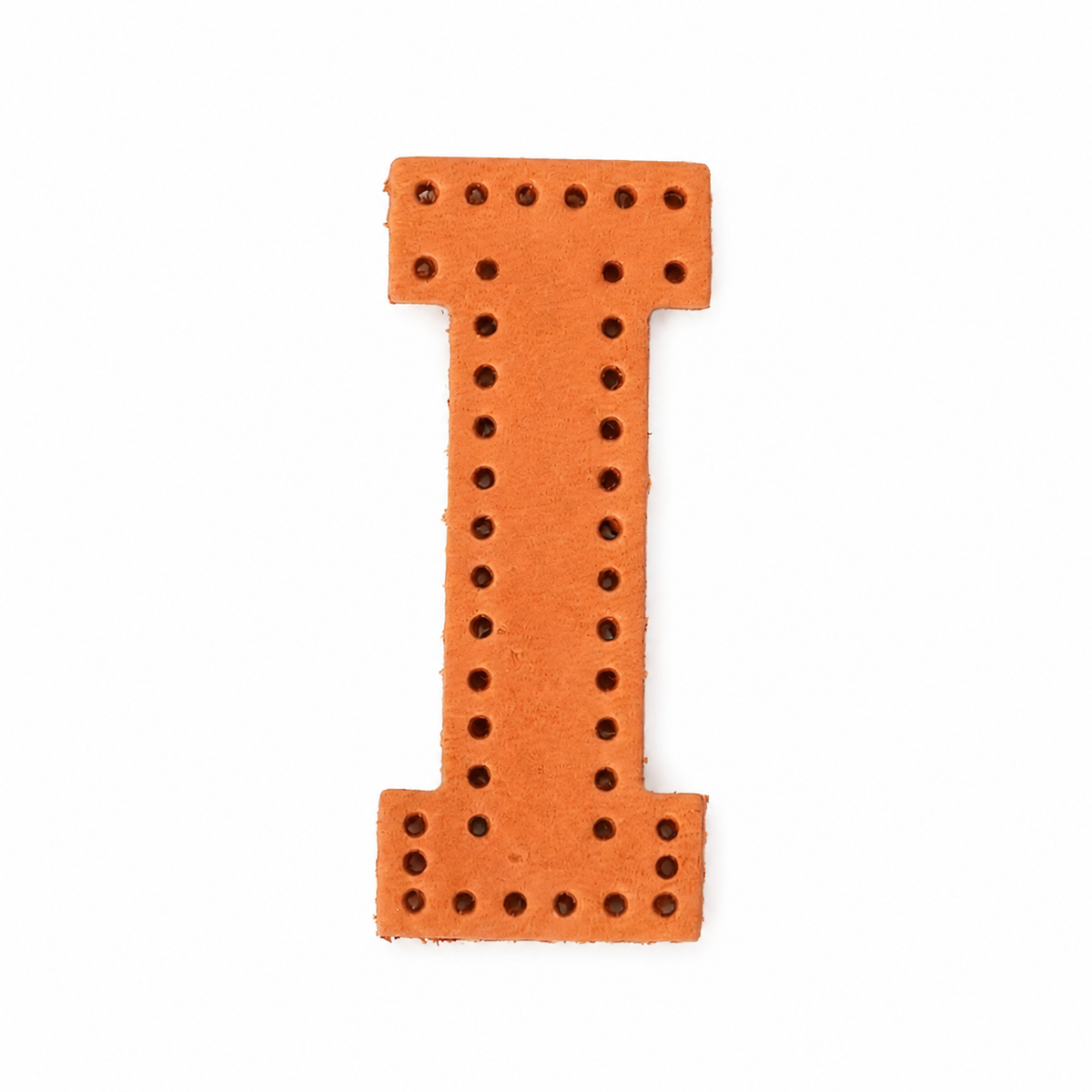 Pre-punched vegetable-tanned leather letter I DIY craft kit for monogram bag charm