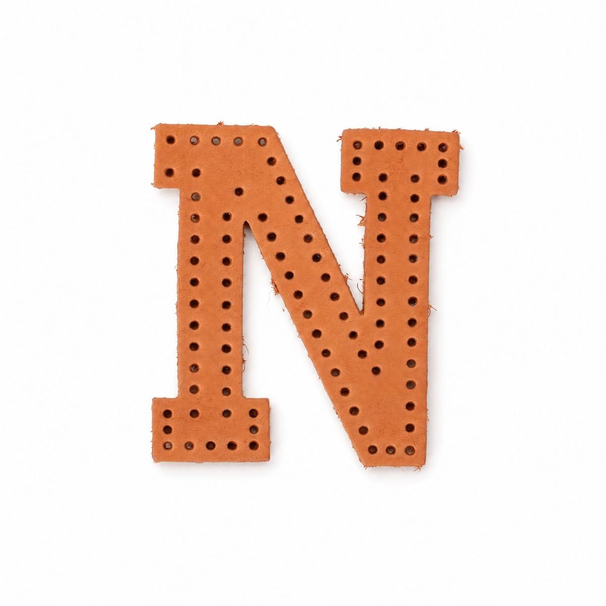 Pre-punched vegetable-tanned leather letter N DIY craft kit for monogram bag charm