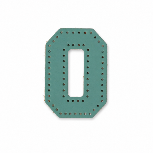 Pre-punched vegetable-tanned leather number 0 DIY craft kit with random color for bag charm