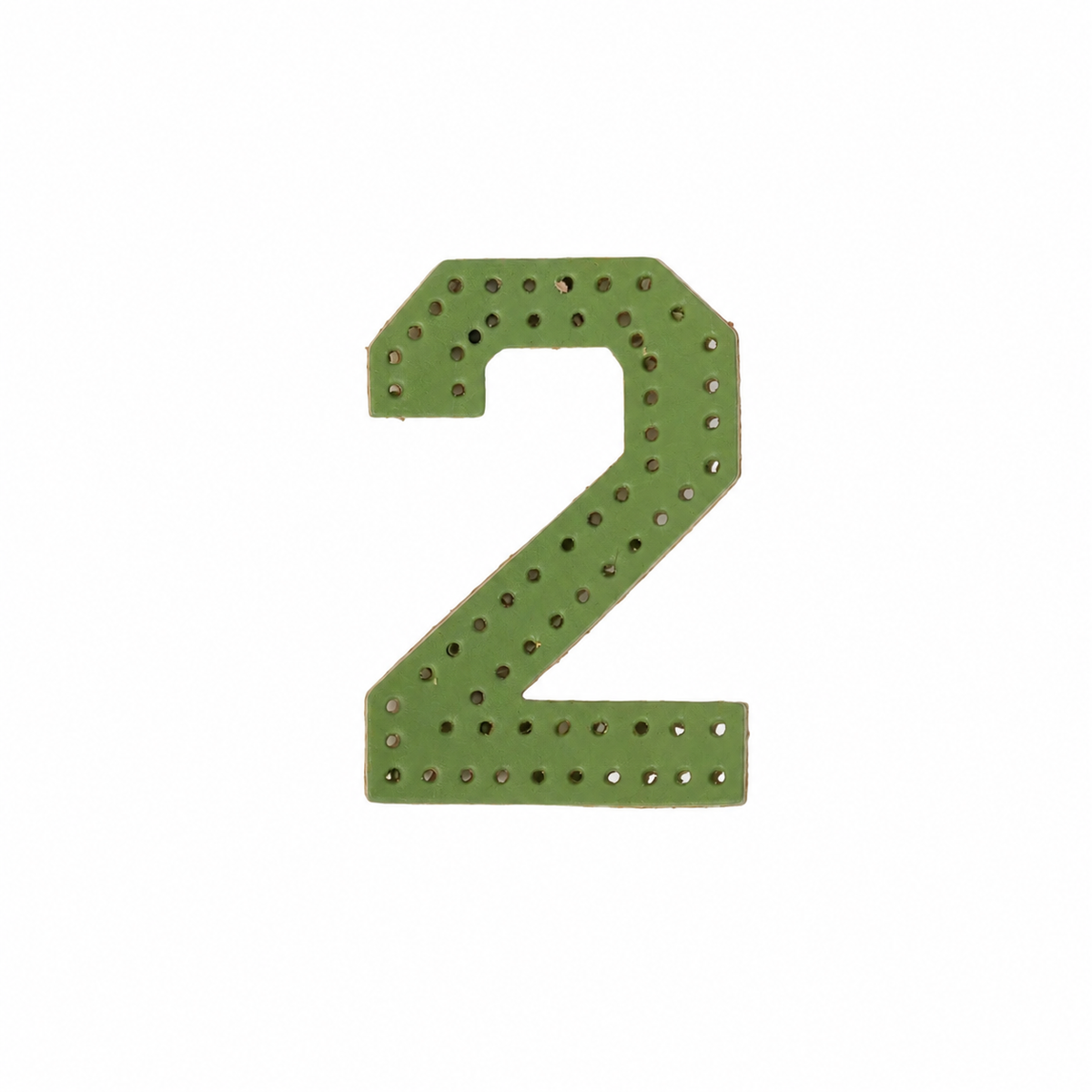 Pre-punched vegetable-tanned leather number 2 DIY craft kit with random color for purse pendant