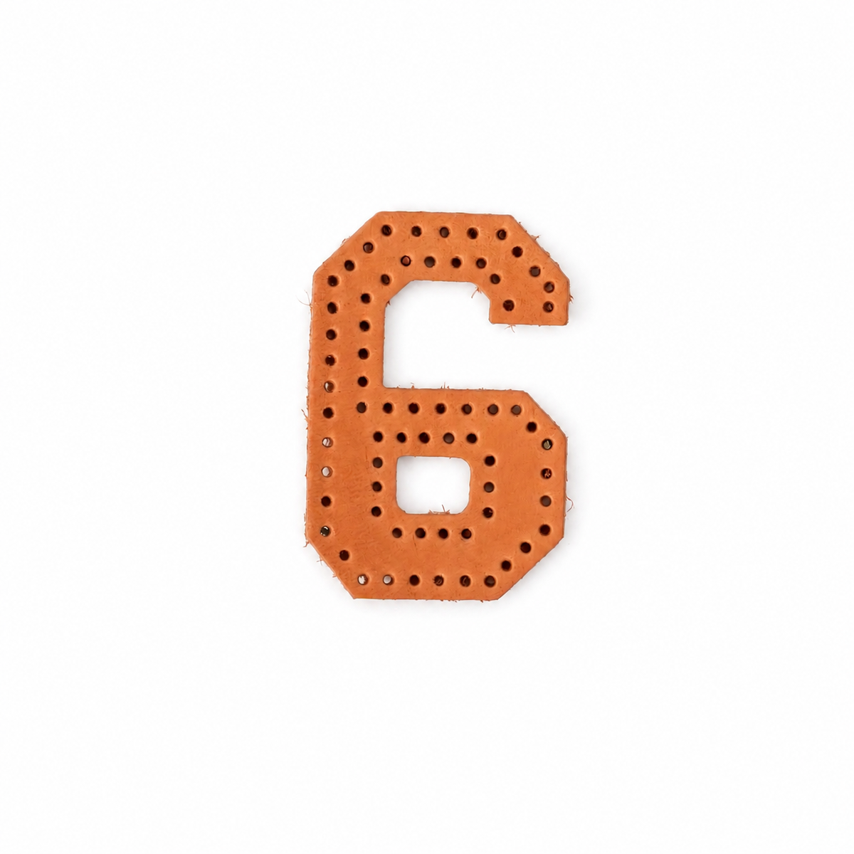 Pre-punched vegetable-tanned leather number 6 DIY craft kit for handbag charm