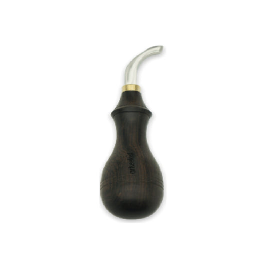 Leather creaser tool with dark wooden handle for precision leathercrafting and edge finishing