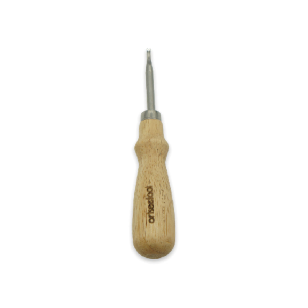 Special leather edger tool with wooden handle for precision edge beveling and leathercrafting