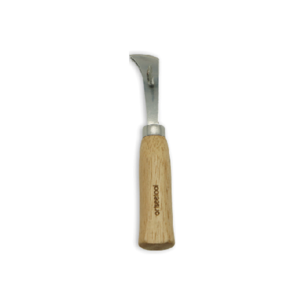 Leather stitching groover tool with wooden handle for precision leathercrafting and grooving