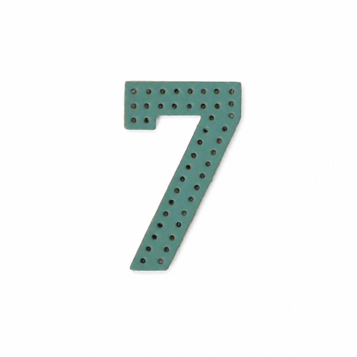 Pre-punched vegetable-tanned leather number 7 DIY craft kit for purse pendant