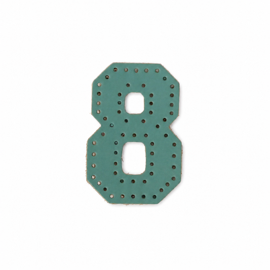 Pre-punched vegetable-tanned leather number 8 DIY craft kit for key fob