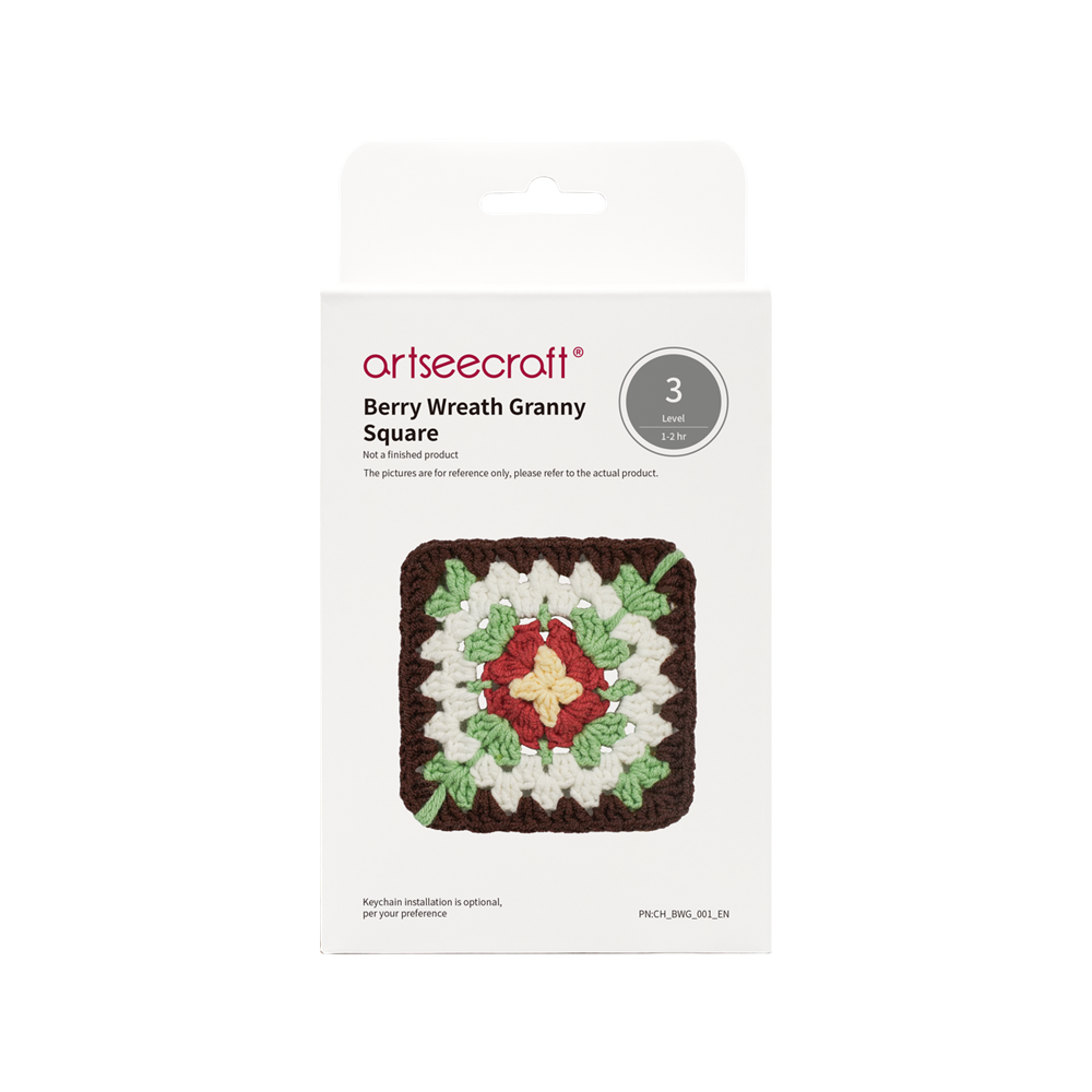 Berry Wreath Granny Square Crochet DIY Kit | Handcrafted Crochet Craft Set
