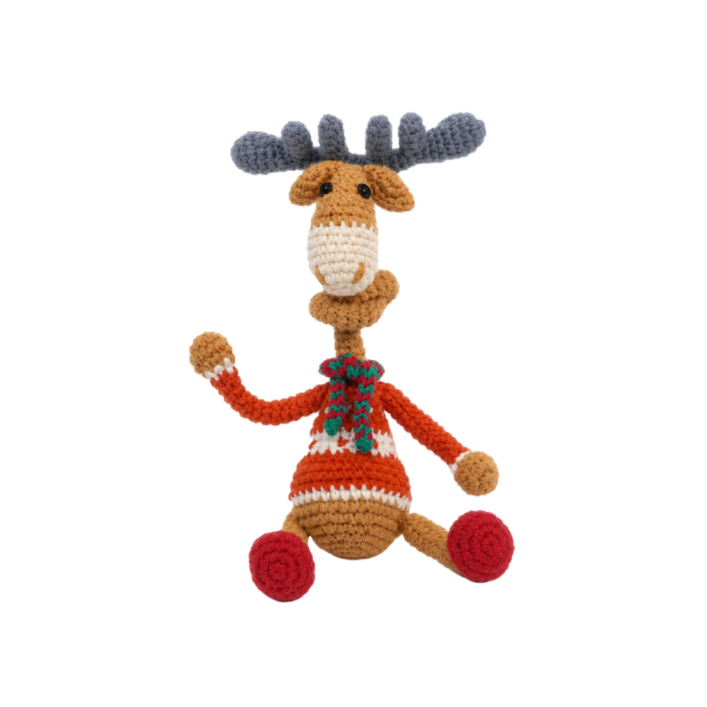 Christmas reindeer crochet doll DIY craft kit for handmade holiday decorations   