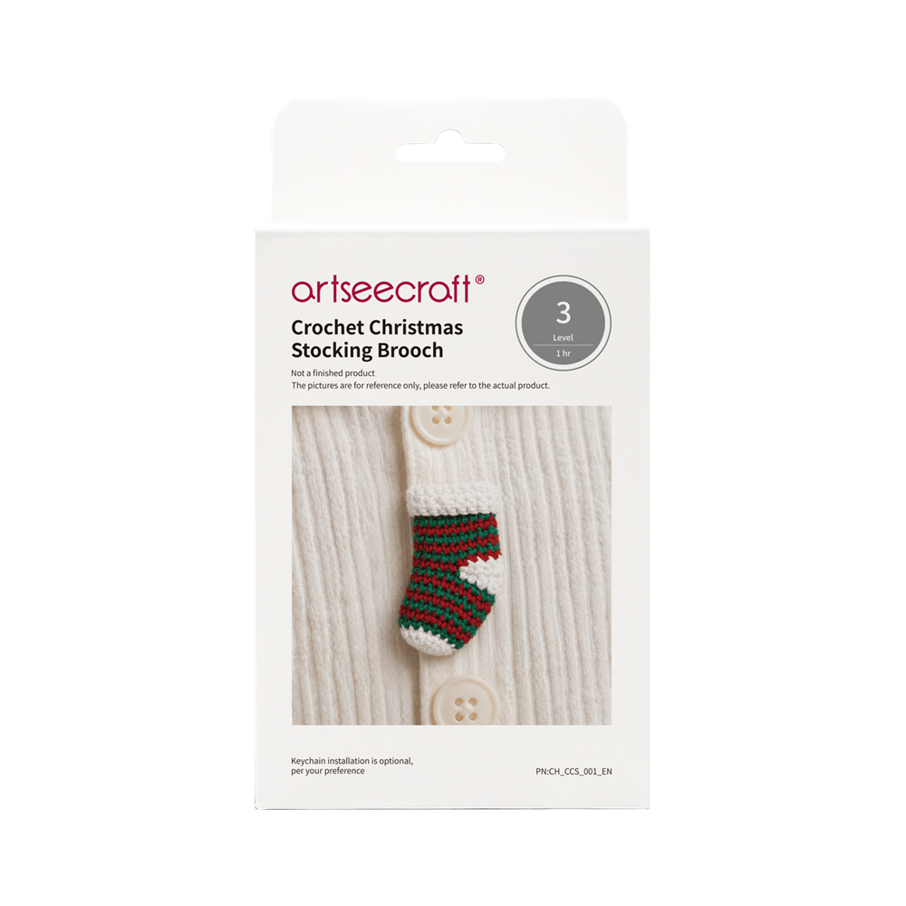 Christmas Socks Crochet Brooch DIY Kit | Handcrafted Crochet Craft Set