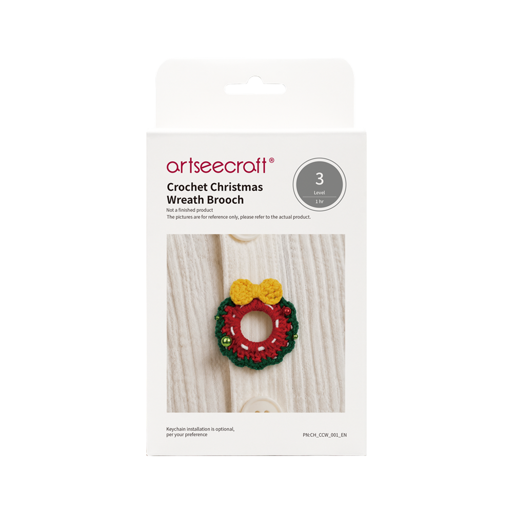 Christmas Wreath Crochet Brooch DIY Kit | Handcrafted Crochet Craft Set