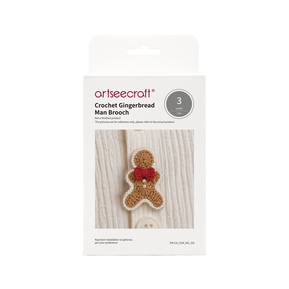 Gingerbread Man Crochet Brooch DIY Kit | Handcrafted Crochet Craft Set
