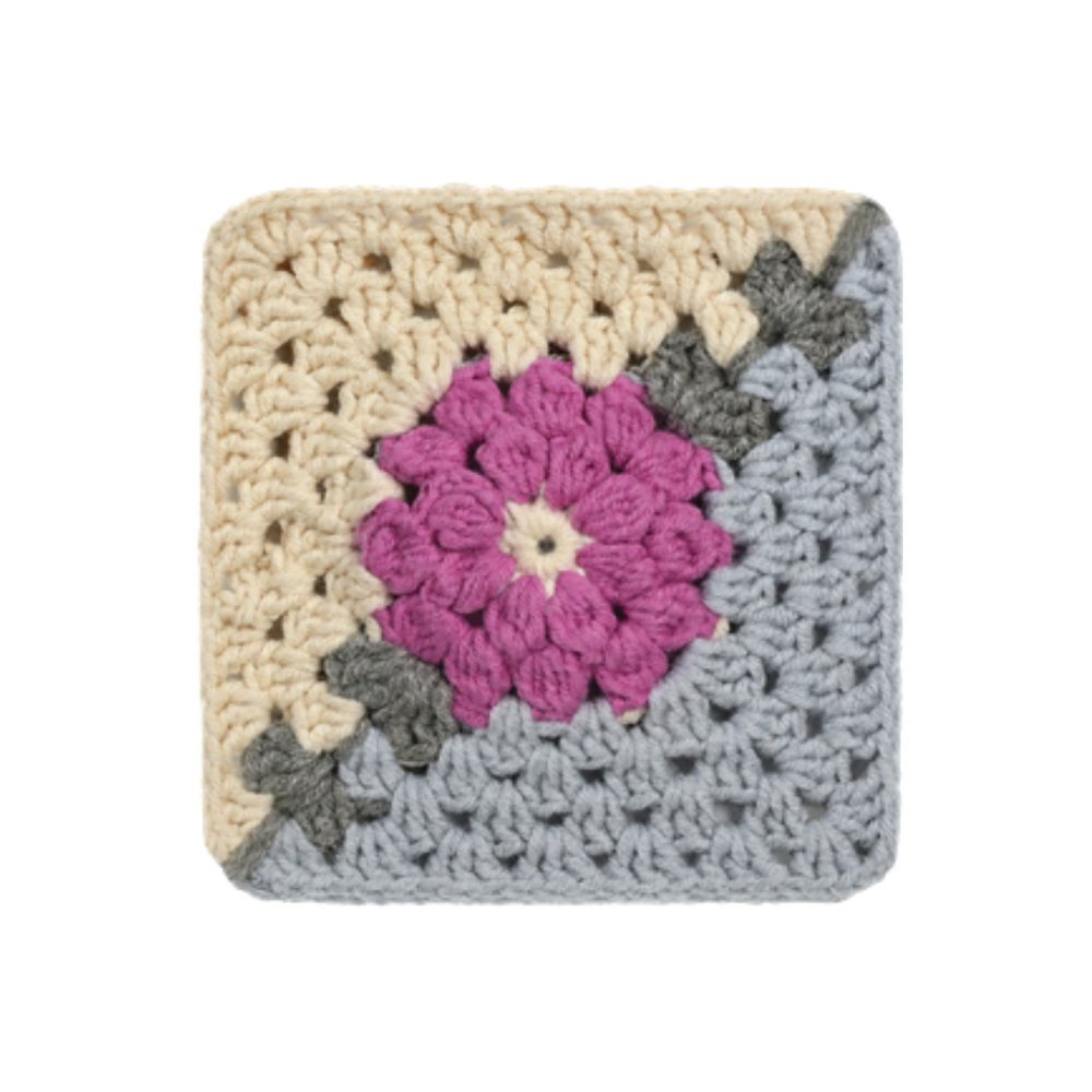 Chrysanthemum granny square crochet DIY craft kit for handmade blankets and bags