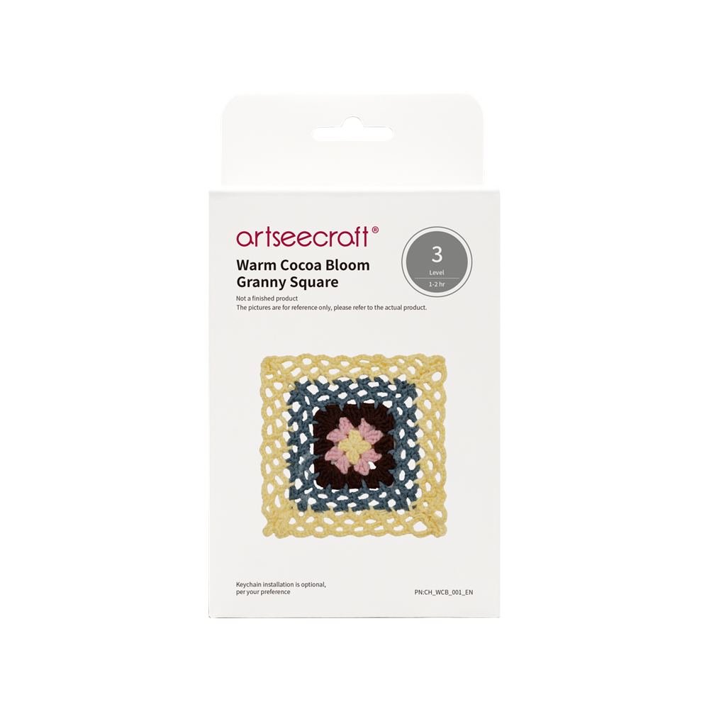 Cozy Cocoa Bloom Granny Square Crochet DIY Kit | Handcrafted Crochet Craft Set