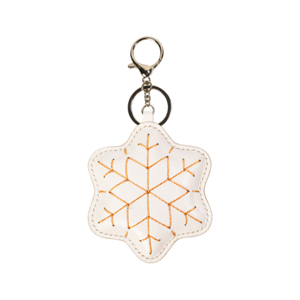 Snowflake leather charm DIY craft set for handmade holiday keychains and bag accessories