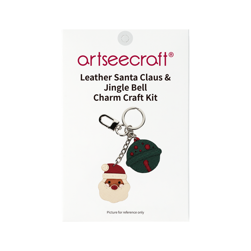 Santa Claus & Jingle Bell Leather Charm DIY Kit | Holiday Craft Set
