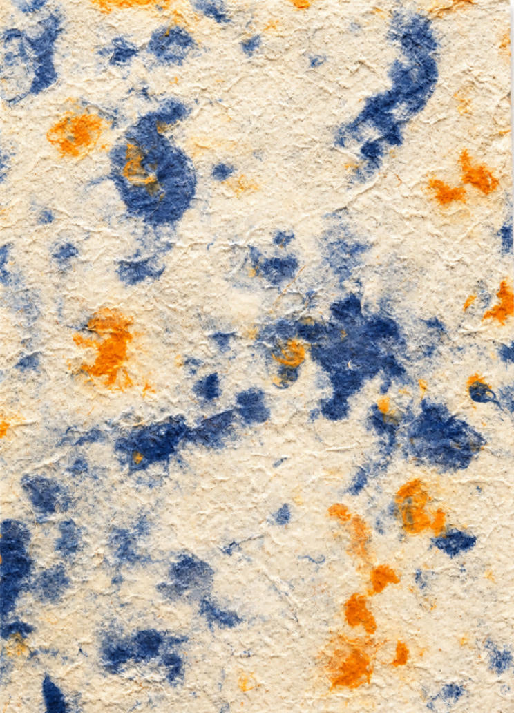 Blue and Yellow Tie-Dyed Handmade Paper | Textured Art Paper
