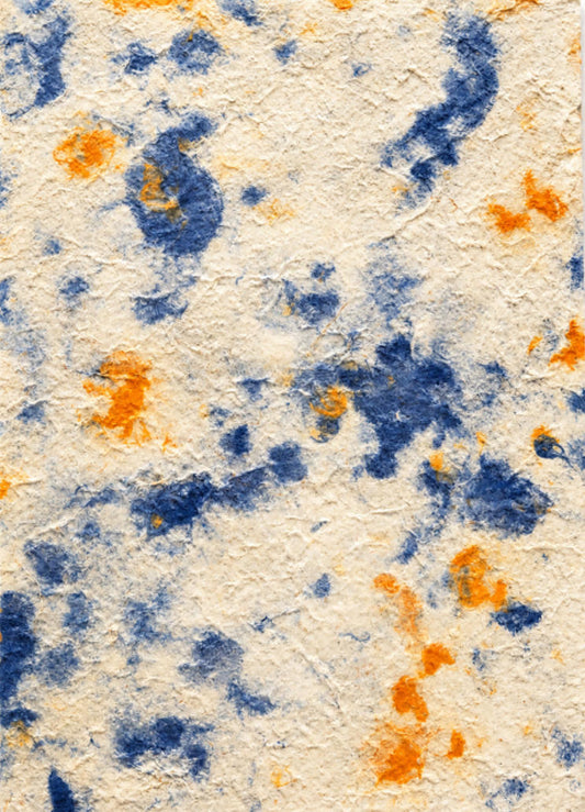 Blue and Yellow Tie-Dyed Handmade Paper | Textured Art Paper