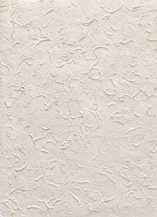 Warm white handmade art paper with visible plant fibers and a naturally textured surface