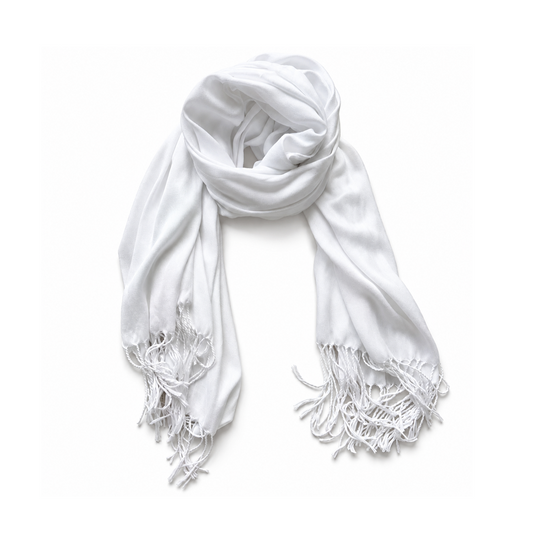 Tie-Dye Ready White Cotton Scarf with Fringe