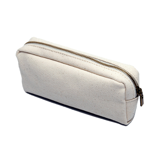Blank White Canvas Pen Pouch with Zipper for Tie-Dye DIY Projects