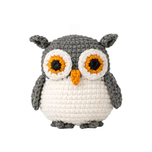 Owl amigurumi crochet kit DIY craft set for handmade bag accessories and leathercraft