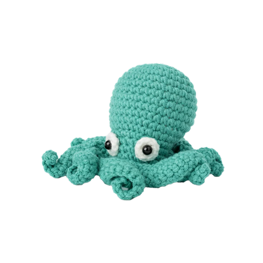 Blue octopus amigurumi crochet kit DIY craft set for handmade marine accessories and charms