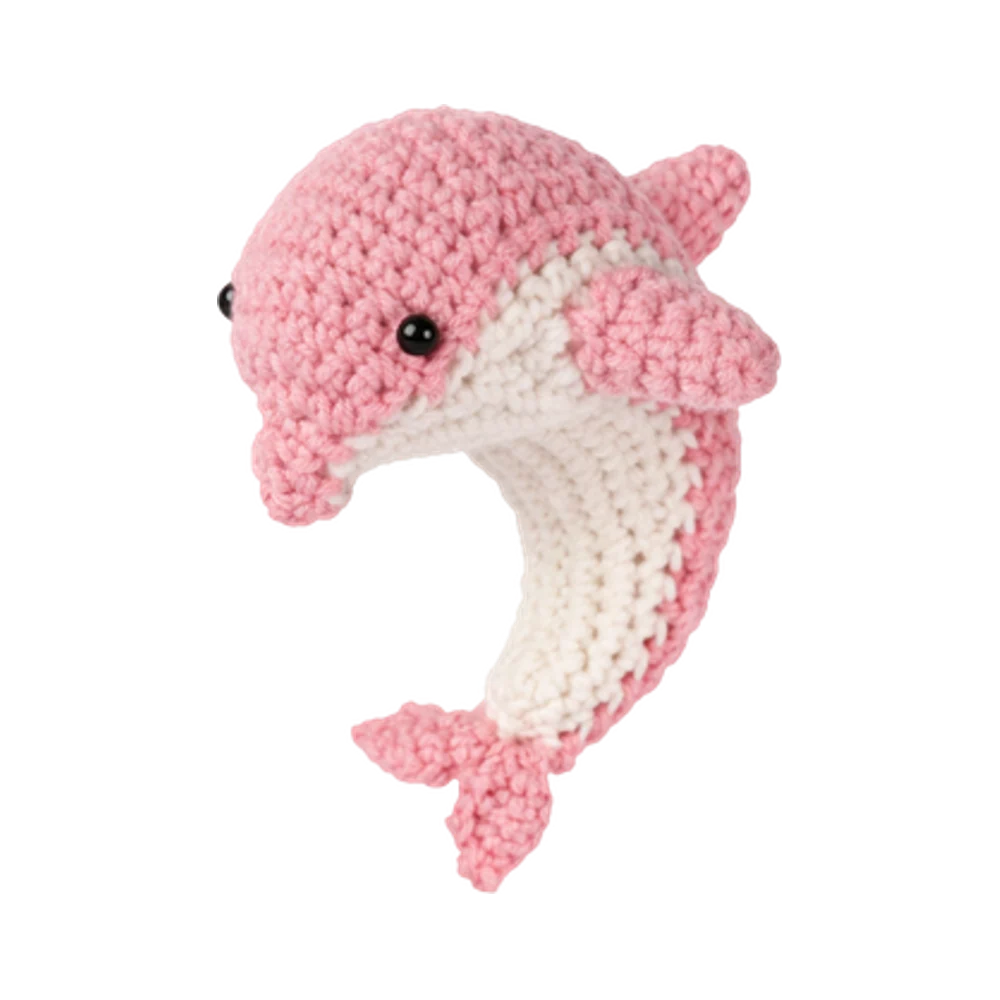 Dolphin amigurumi crochet kit DIY craft set for handmade marine accessories and keychains