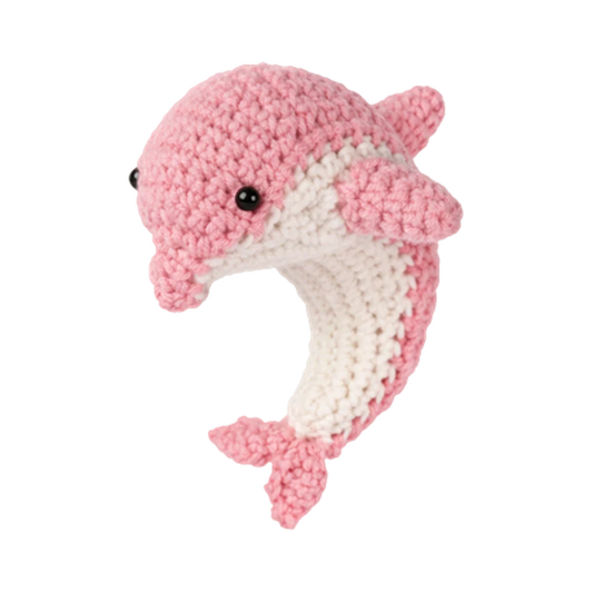 Dolphin amigurumi crochet kit DIY craft set for handmade marine accessories and keychains