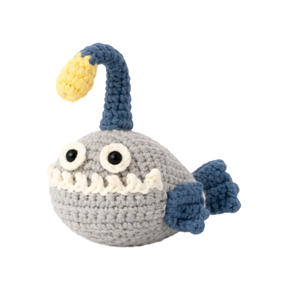 Anglerfish amigurumi crochet kit DIY craft set for handmade deep sea marine accessories and charms