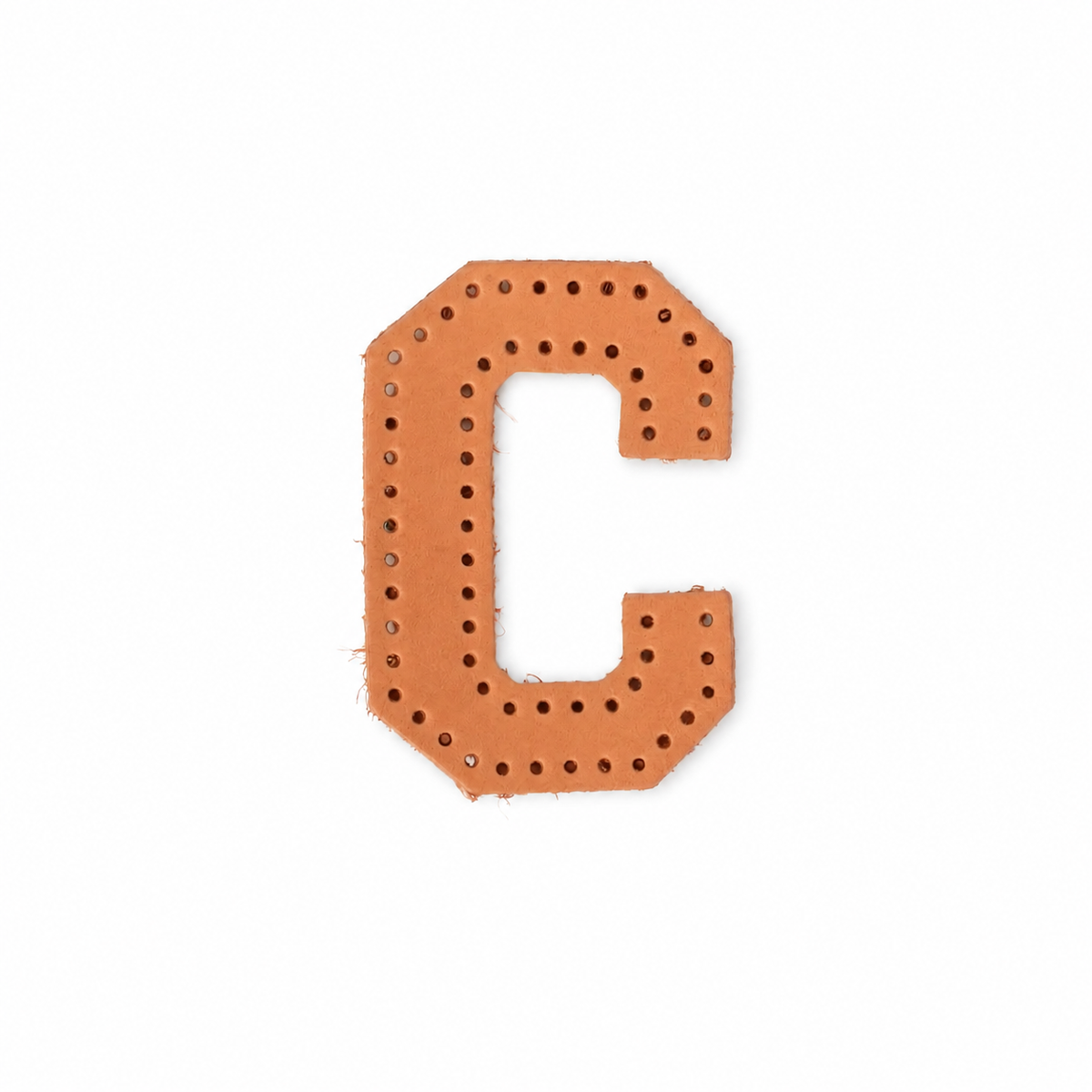 Pre-punched vegetable-tanned leather letter C DIY craft kit for monogram bag charm