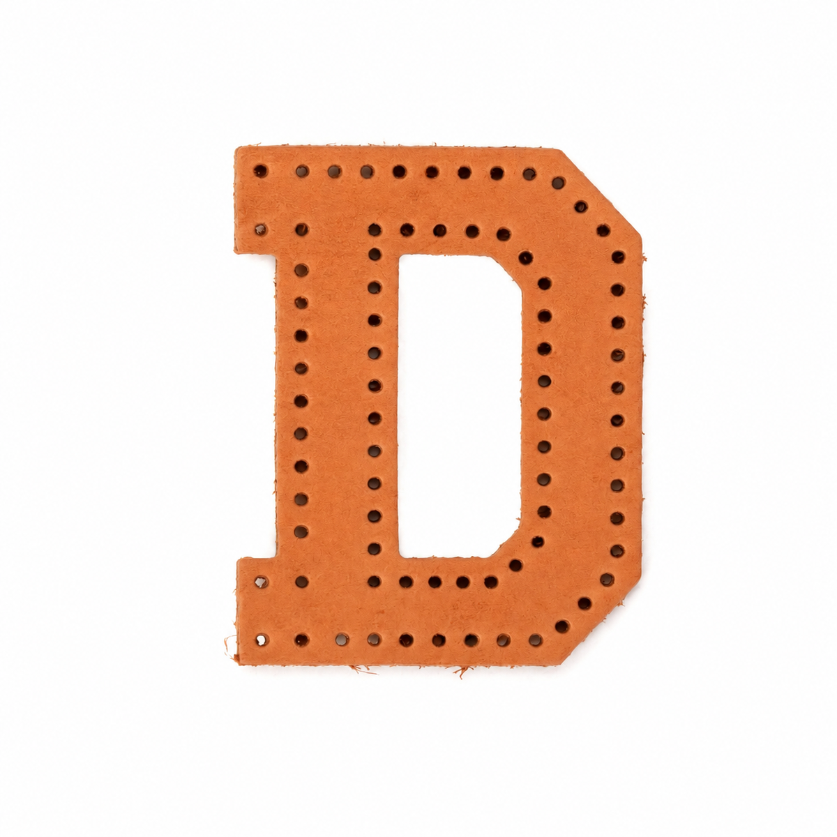 Pre-punched vegetable-tanned leather letter D DIY craft kit for monogram bag charm