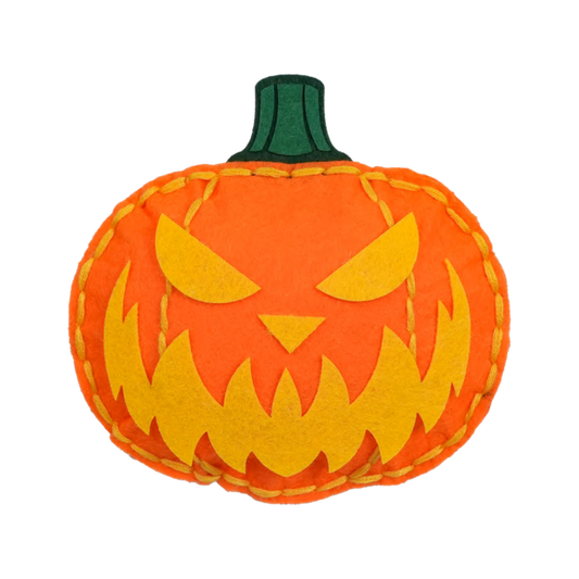 Halloween pumpkin felt sewing kit for kids seasonal craft project