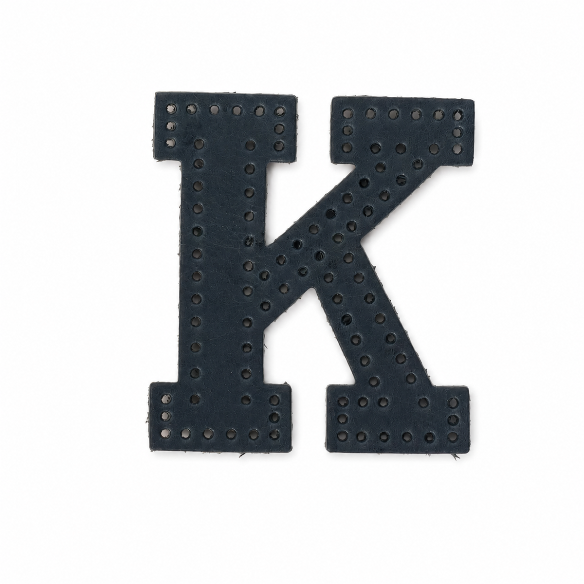 Pre-punched vegetable-tanned leather letter K DIY craft kit for monogram bag charm