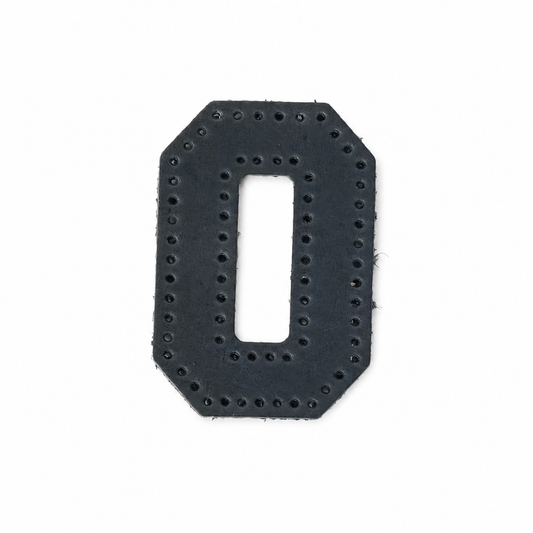 Pre-punched vegetable-tanned leather letter O DIY craft kit for monogram bag charm