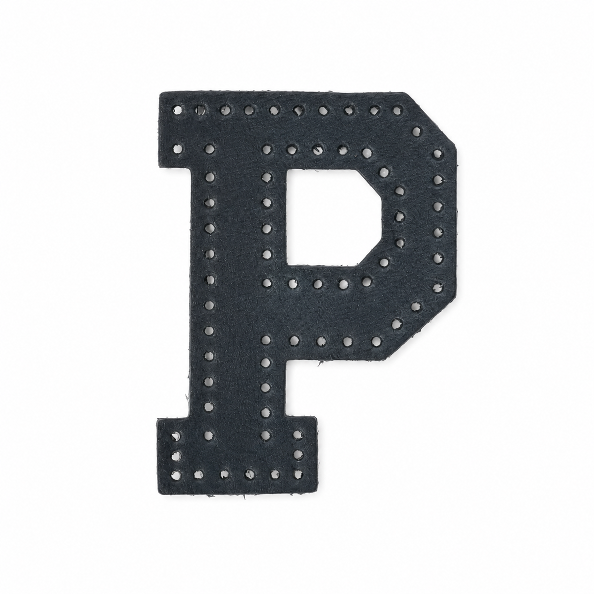 Pre-punched vegetable-tanned leather letter P DIY craft kit for monogram bag charm