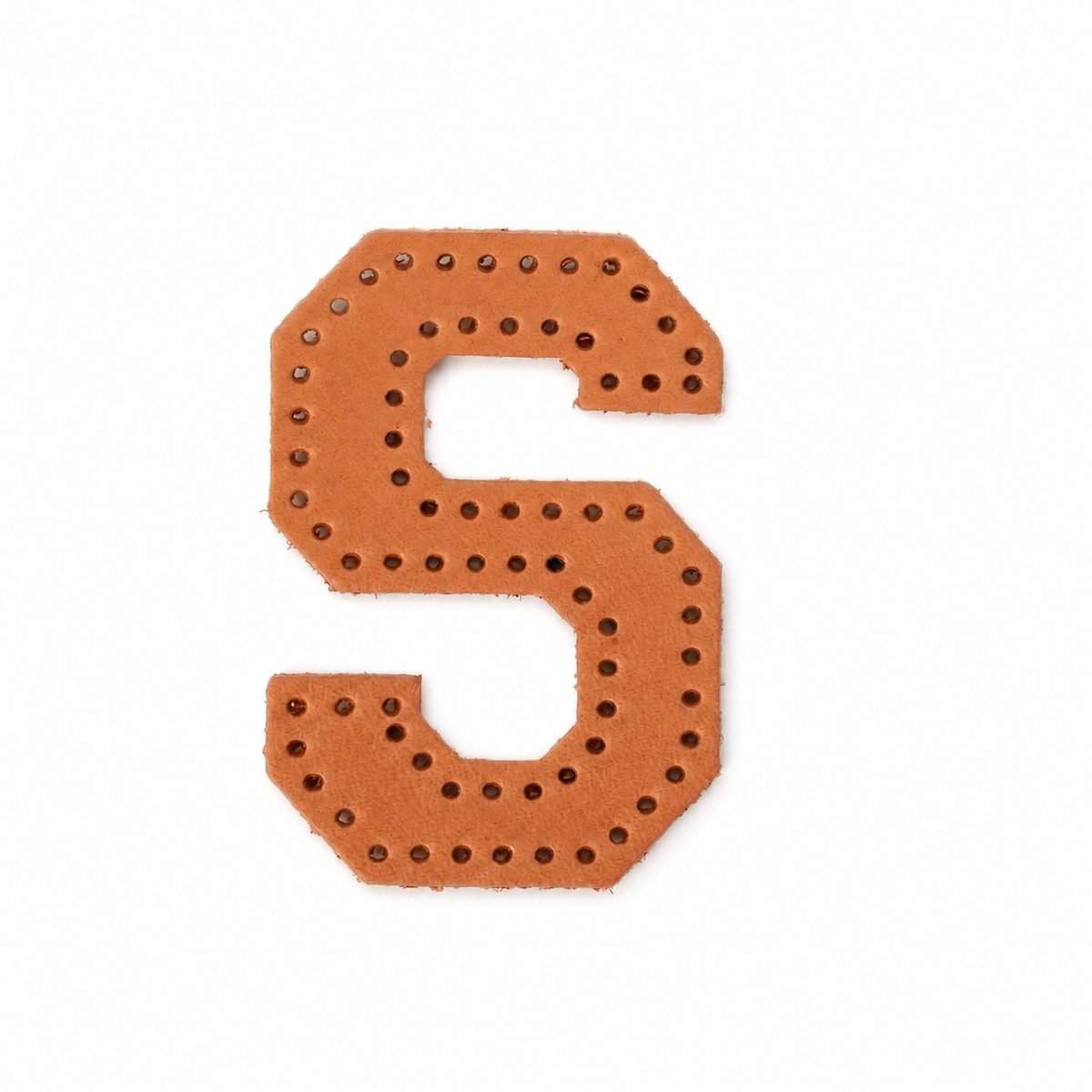 Pre-punched vegetable-tanned leather letter S DIY craft kit for monogram bag charm