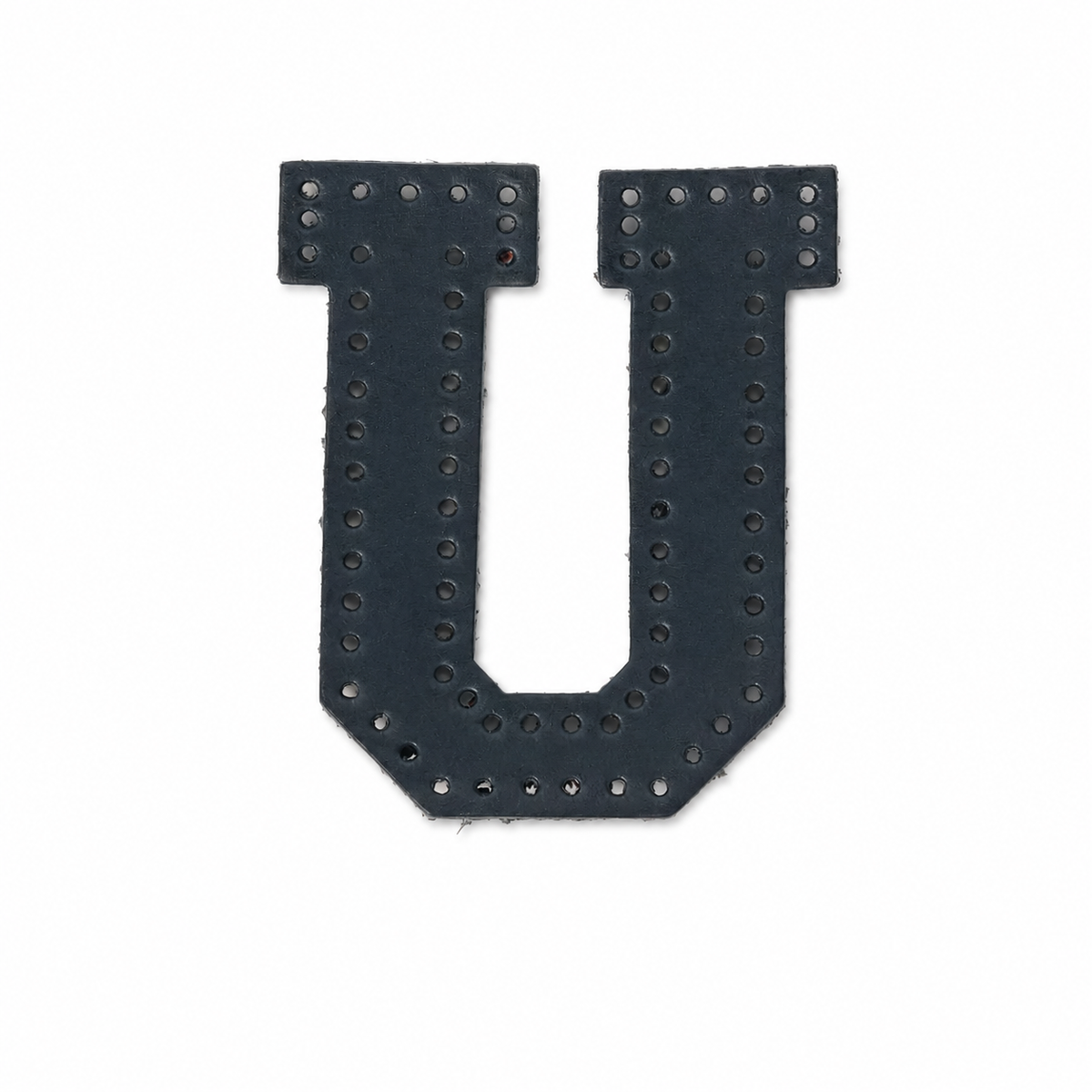 Pre-punched vegetable-tanned leather letter U DIY craft kit for monogram bag charm
