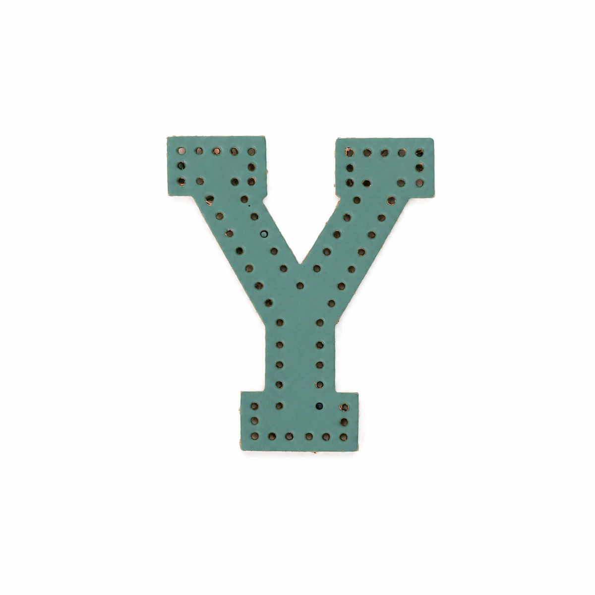 Pre-punched vegetable-tanned leather letter Y DIY craft kit for monogram bag charm