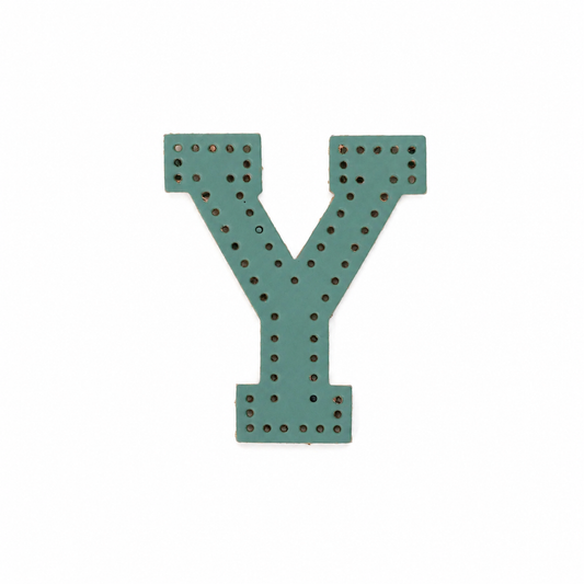 Pre-punched vegetable-tanned leather letter Y DIY craft kit for monogram bag charm