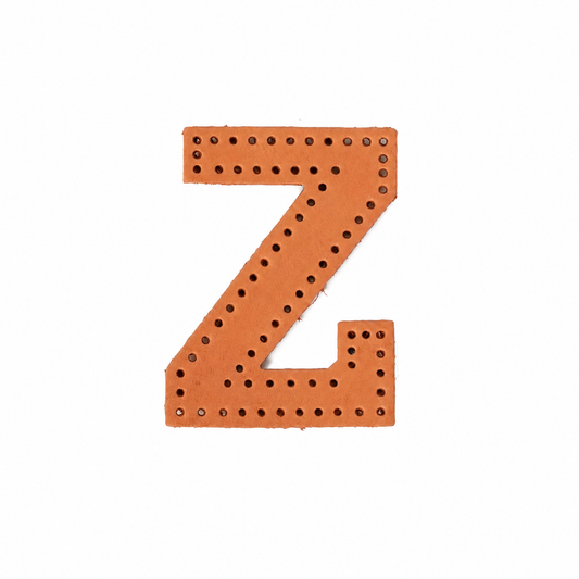 Pre-punched vegetable-tanned leather letter Z DIY craft kit for monogram bag charm
